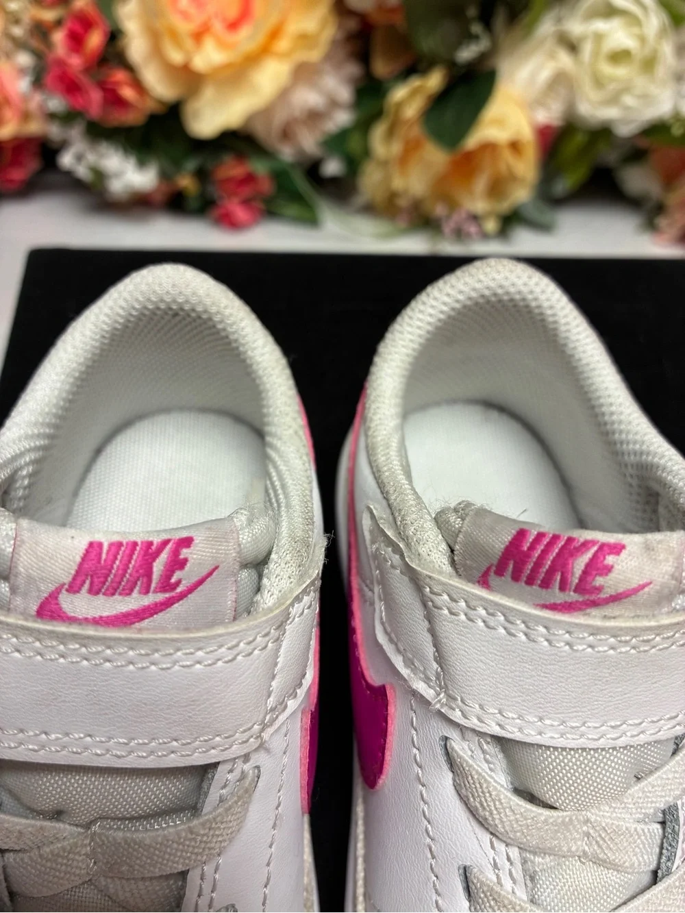 Nike Court Legacy Leather Toddler Sneakers White Laser Fuchsia Girls Size 8C TD